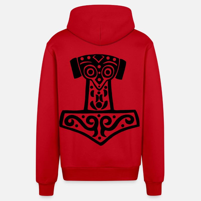 Marteau de Thor noir - Veste à capuche bio décontractée fabriquée en UE - rouge