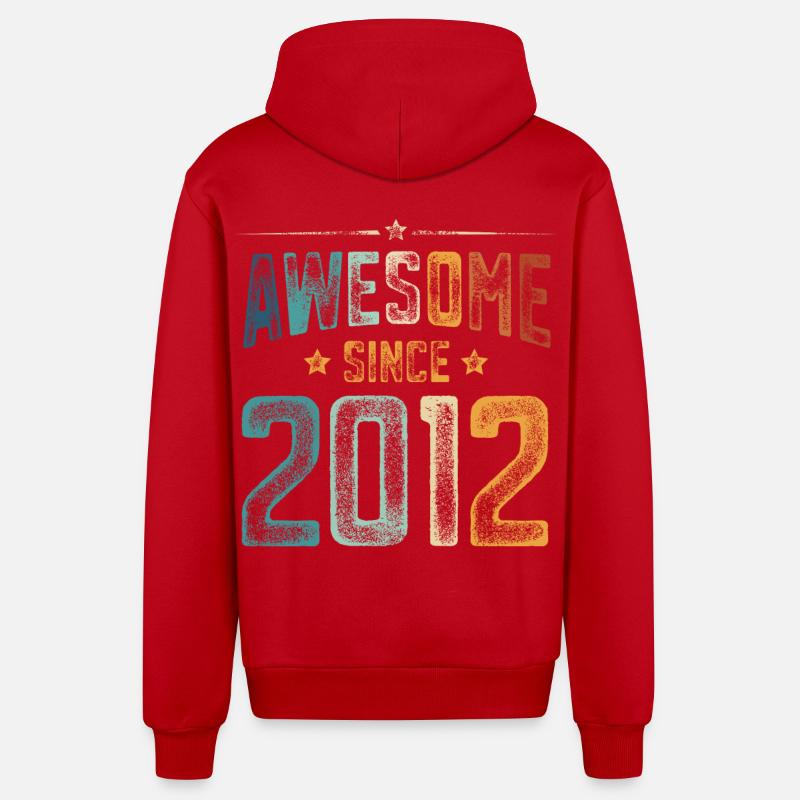 2012 Naissance Année de naissance - Veste à capuche bio décontractée fabriquée en UE - rouge