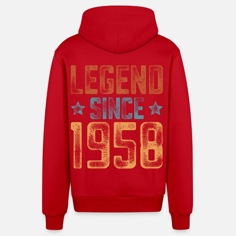 1958 Naissance Année de naissance Anniversaire - Veste à capuche bio décontractée fabriquée en UE - rouge