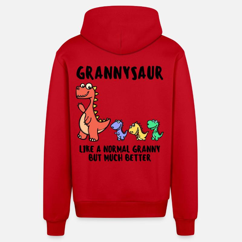 Oma Großmutter Dinosaurier Lustig Statement - Organic Relaxed Kapuzenjacke Made in EU - Rot