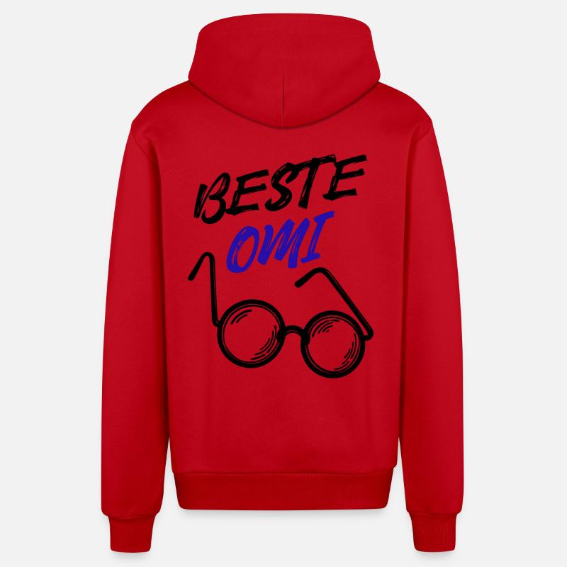 Oma Großmutter Beste Omi Brille Statement - Organic Relaxed Kapuzenjacke Made in EU - Rot