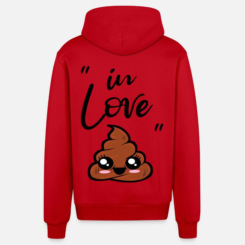caca kawaii - Veste à capuche bio décontractée fabriquée en UE - rouge