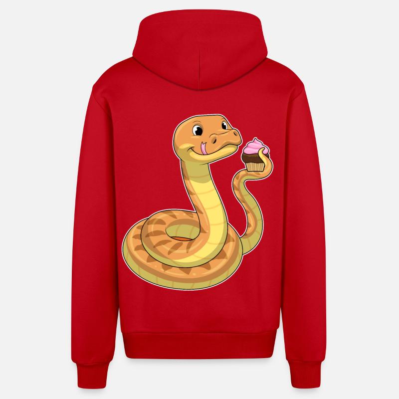 Serpent au muffin - Veste à capuche bio décontractée fabriquée en UE - rouge