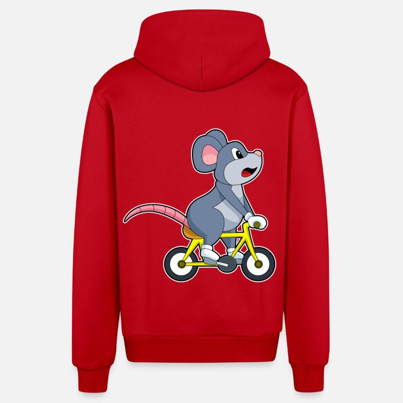Souris avec vélo - Veste à capuche bio décontractée fabriquée en UE - rouge