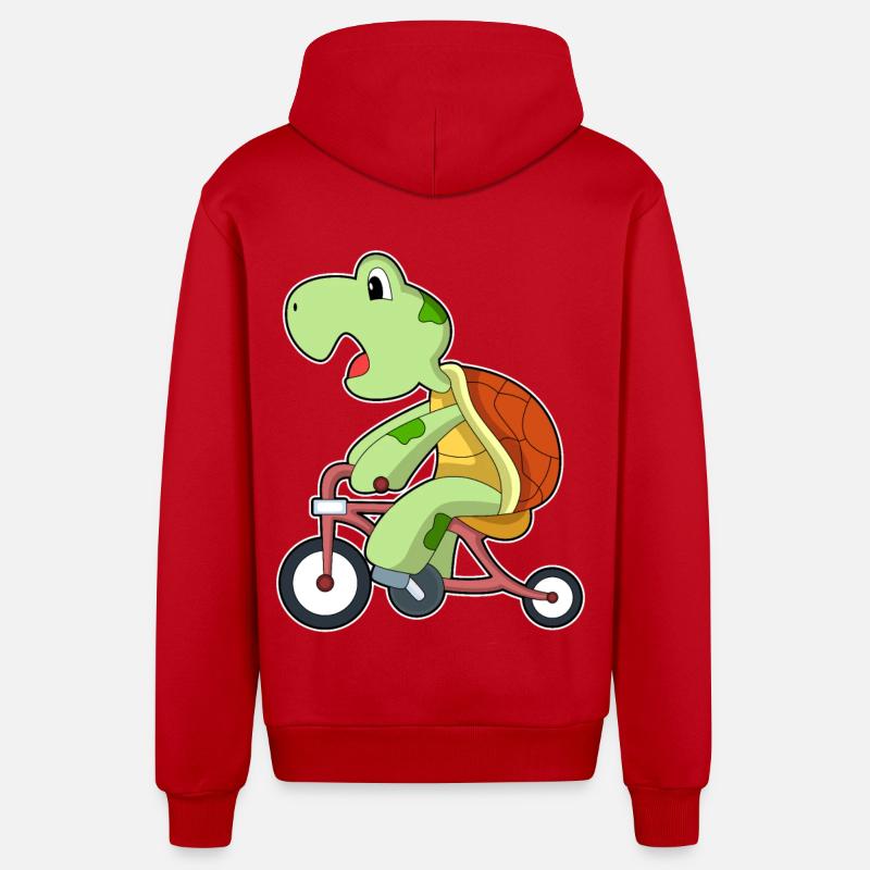 Tortue avec vélo - Veste à capuche bio décontractée fabriquée en UE - rouge