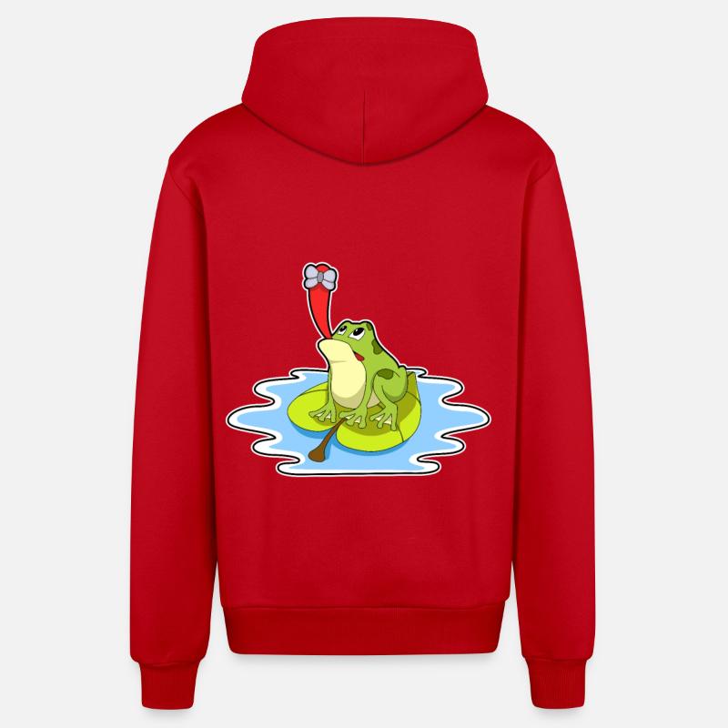 Grenouille sur feuille avec insecte - Veste à capuche bio décontractée fabriquée en UE - rouge