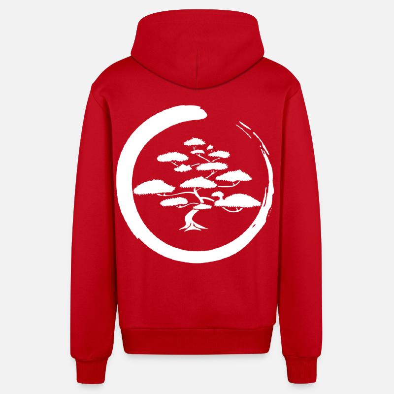 Arbre du Japon blanc - Veste à capuche bio décontractée fabriquée en UE - rouge