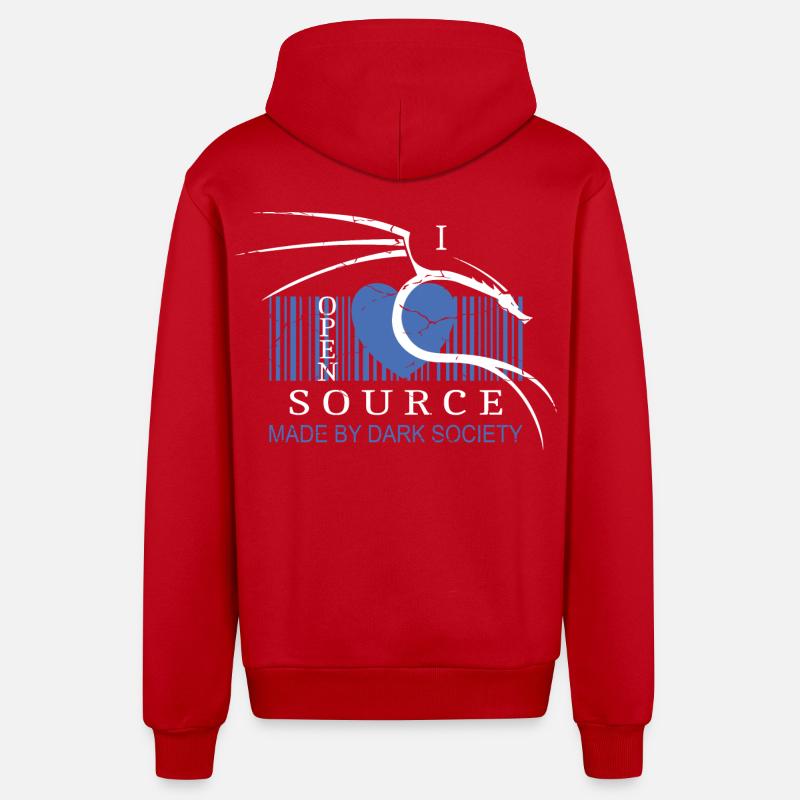I Love Open Source Software - Organic Relaxed Hooded Jacket Made in EU - red