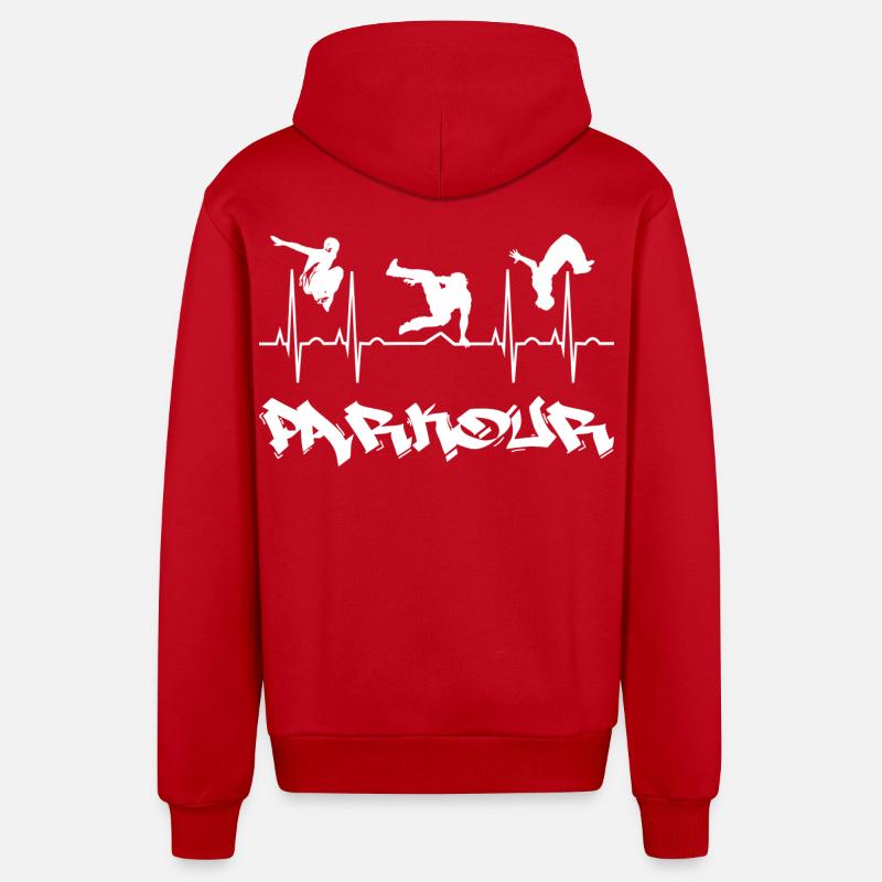 Parkour - Veste à capuche bio décontractée fabriquée en UE - rouge