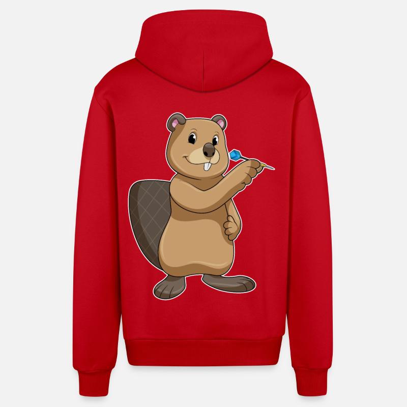 Fléchette de castor - Veste à capuche bio décontractée fabriquée en UE - rouge