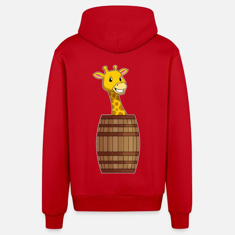 Girafe avec tonneau - Veste à capuche bio décontractée fabriquée en UE - rouge