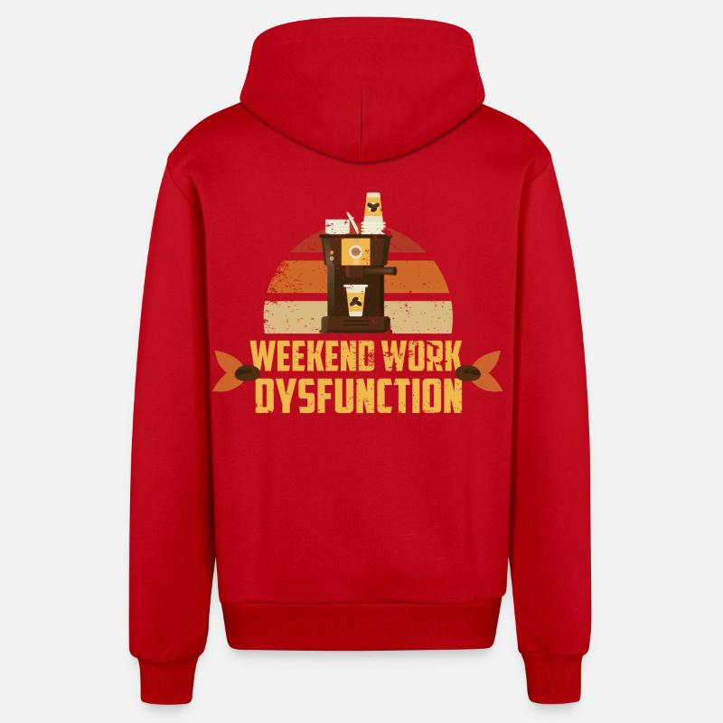 Weekend work ! Dysfunction - Organic Relaxed Hooded Jacket Made in EU - red