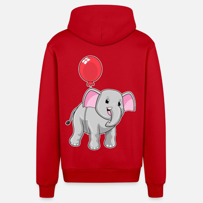 Éléphant avec ballon - Veste à capuche bio décontractée fabriquée en UE - rouge
