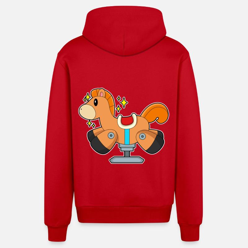 Cheval à bascule - Veste à capuche bio décontractée fabriquée en UE - rouge