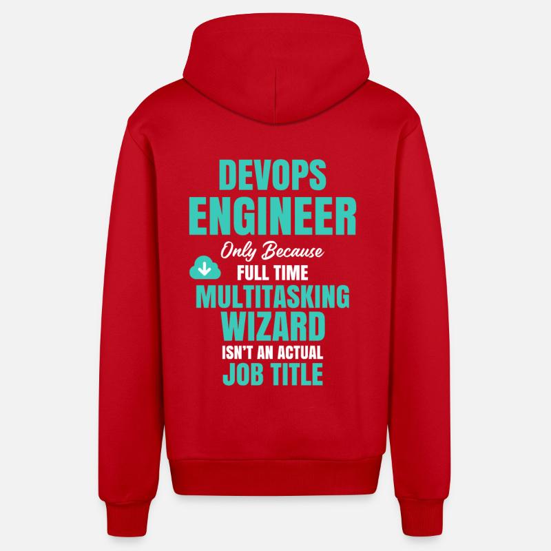 DevOps Engineer Multitasking-Assistent - Organic Relaxed Kapuzenjacke Made in EU - Rot