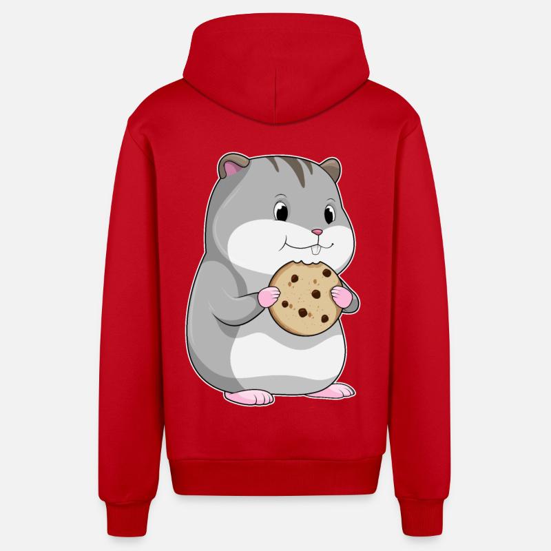Hamster avec biscuit - Veste à capuche bio décontractée fabriquée en UE - rouge
