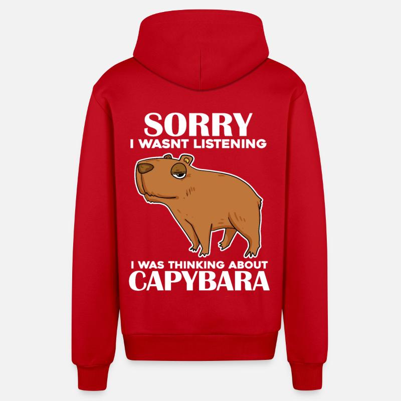 Capybara Capybara Cadeau - Veste à capuche bio décontractée fabriquée en UE - rouge