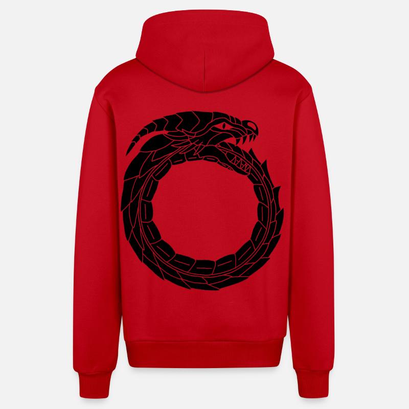 Verschlingender Schwarzer Drache - Organic Relaxed Kapuzenjacke Made in EU - Rot