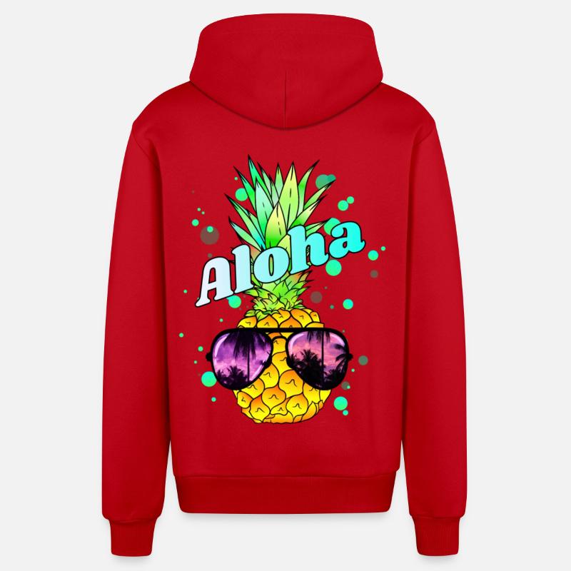 ananas frais Aloha - Veste à capuche bio décontractée fabriquée en UE - rouge