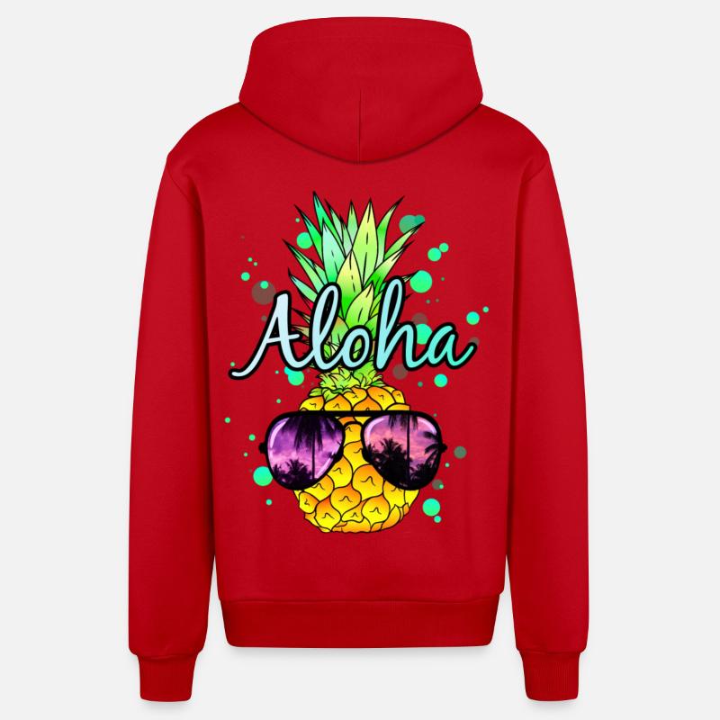Ananas Aloha - Veste à capuche bio décontractée fabriquée en UE - rouge