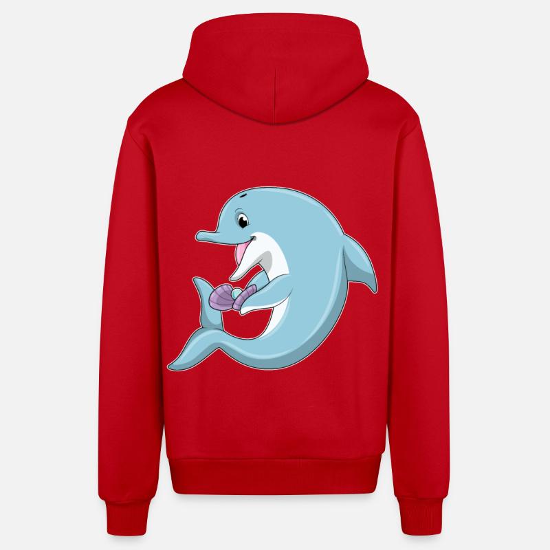 Dauphin avec perle - Veste à capuche bio décontractée fabriquée en UE - rouge