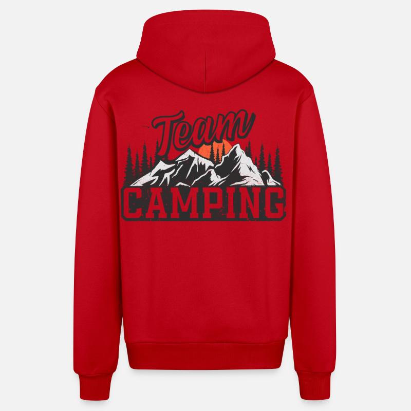 Équipe Camping - Veste à capuche bio décontractée fabriquée en UE - rouge