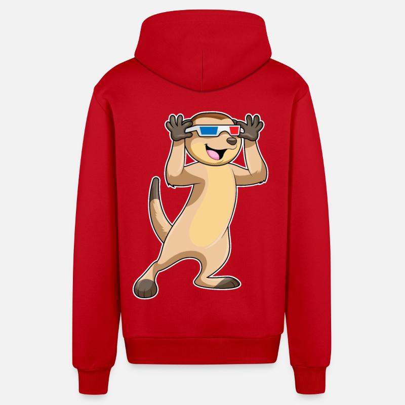 Suricates avec lunettes - Veste à capuche bio décontractée fabriquée en UE - rouge
