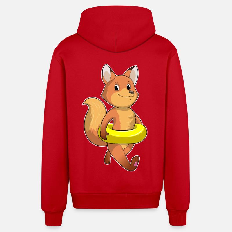 Fuchs mit Rettungsring - Organic Relaxed Kapuzenjacke Made in EU - Rot
