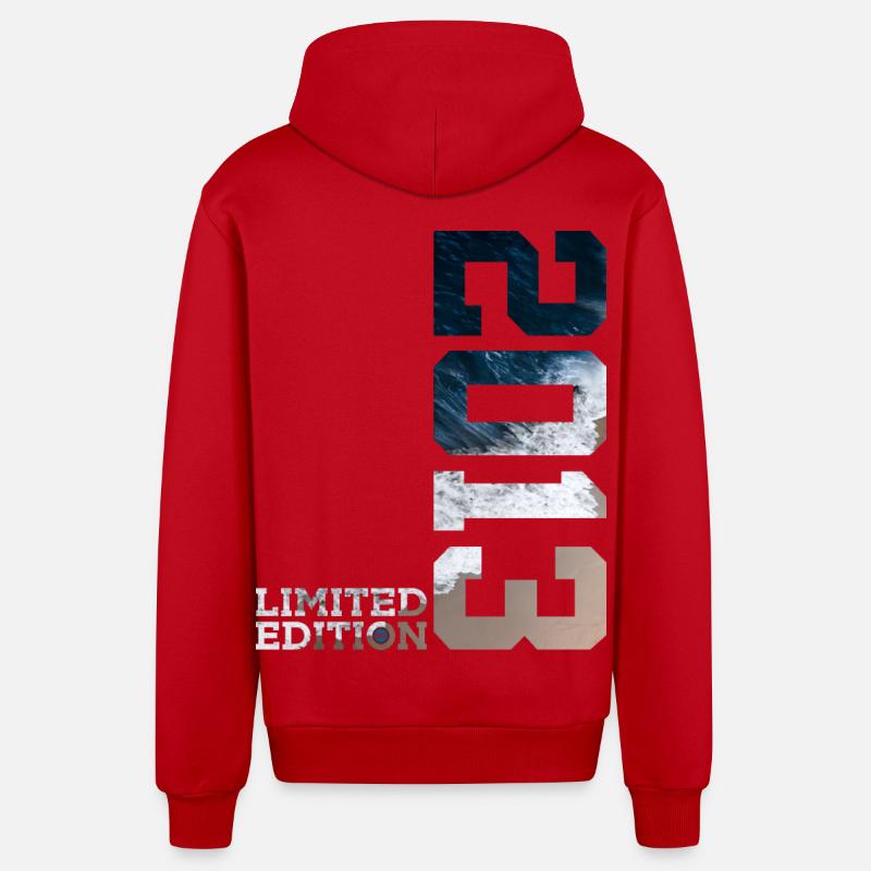 13E ANNIVERSAIRE ÉDITION LIMITÉE 2013 - Veste à capuche bio décontractée fabriquée en UE - rouge