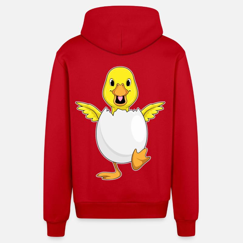 Duck Eggshell - Organic Relaxed Hooded Jacket Made in EU - red