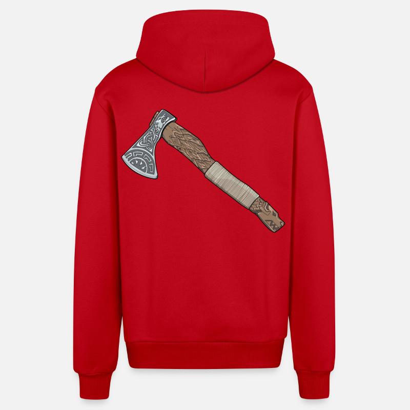 Hache Fenrir faite à la main - Veste à capuche bio décontractée fabriquée en UE - rouge