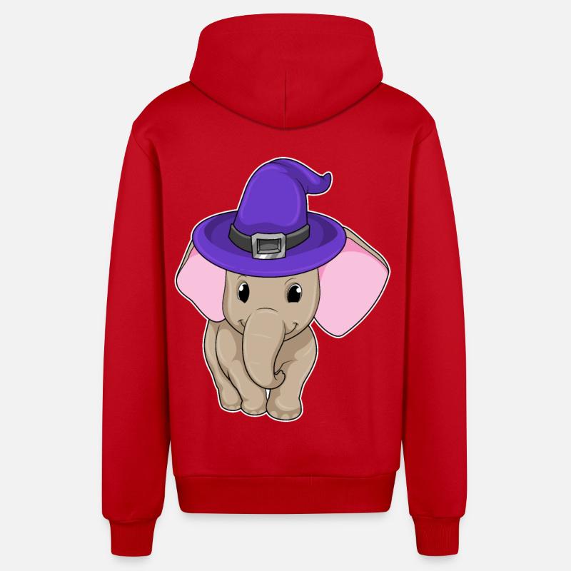 Elefant als Zauberer - Organic Relaxed Kapuzenjacke Made in EU - Rot