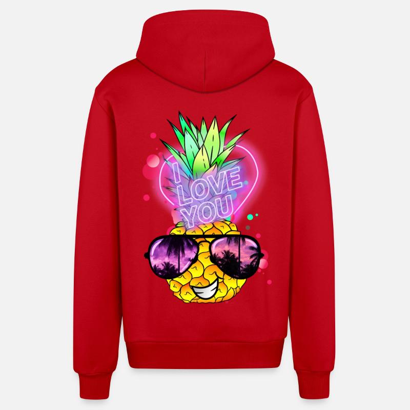 Ananas amoureux - Veste à capuche bio décontractée fabriquée en UE - rouge
