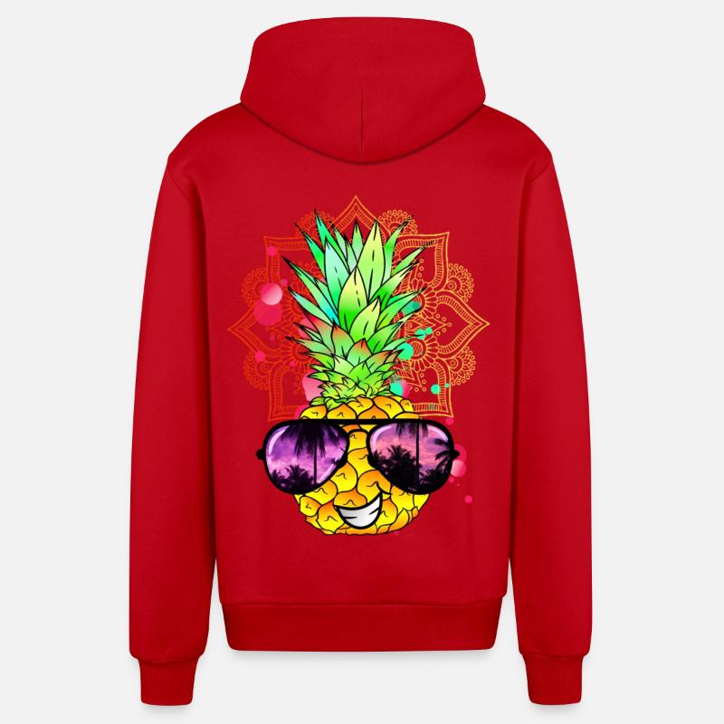 Ananas Mandala - Organic Relaxed Kapuzenjacke Made in EU - Rot