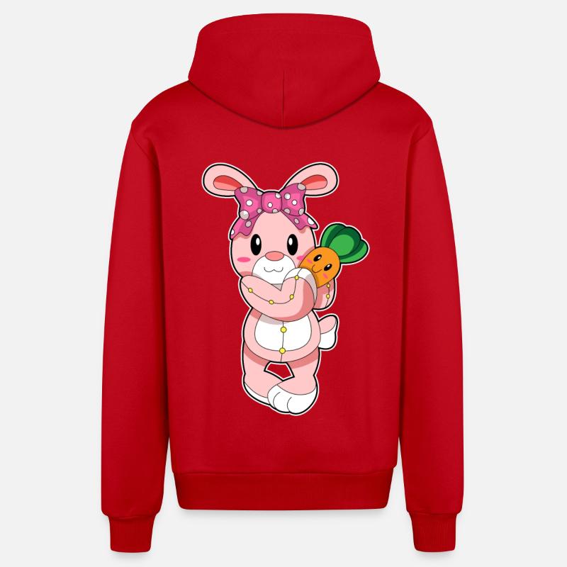 Le lapin comme jouet - Veste à capuche bio décontractée fabriquée en UE - rouge