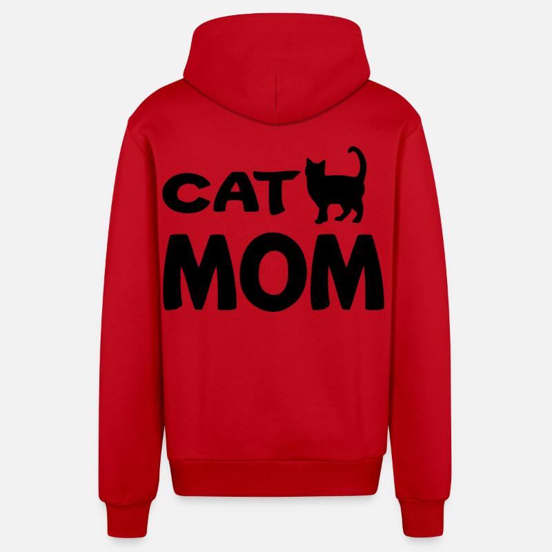 Cat Mom - Veste à capuche bio décontractée fabriquée en UE - rouge