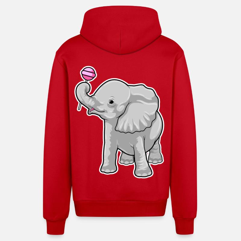 Sucettes d’éléphant - Veste à capuche bio décontractée fabriquée en UE - rouge