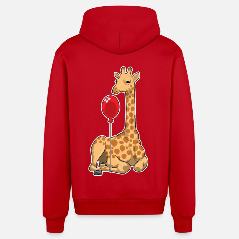 Ballon girafe - Veste à capuche bio décontractée fabriquée en UE - rouge