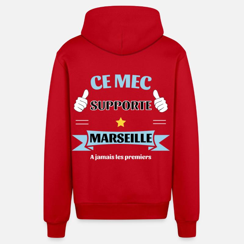 Ce mec supporte Marseille - Veste à capuche bio décontractée fabriquée en UE - rouge