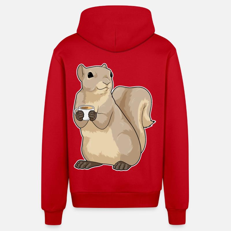 Eichhörnchen Kaffee Tasse - Organic Relaxed Kapuzenjacke Made in EU - Rot