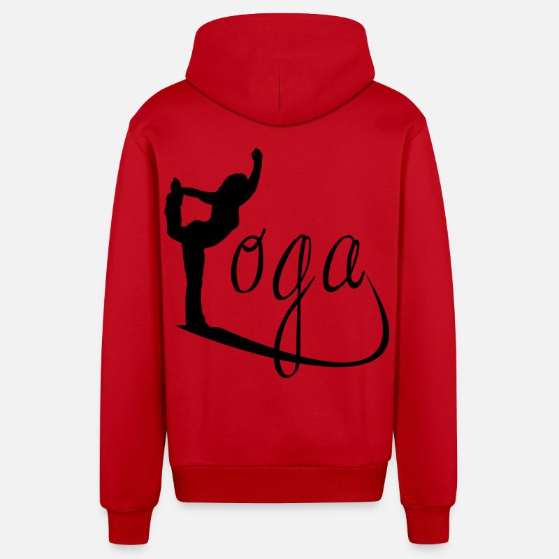 yoga - Veste à capuche bio décontractée fabriquée en UE - rouge