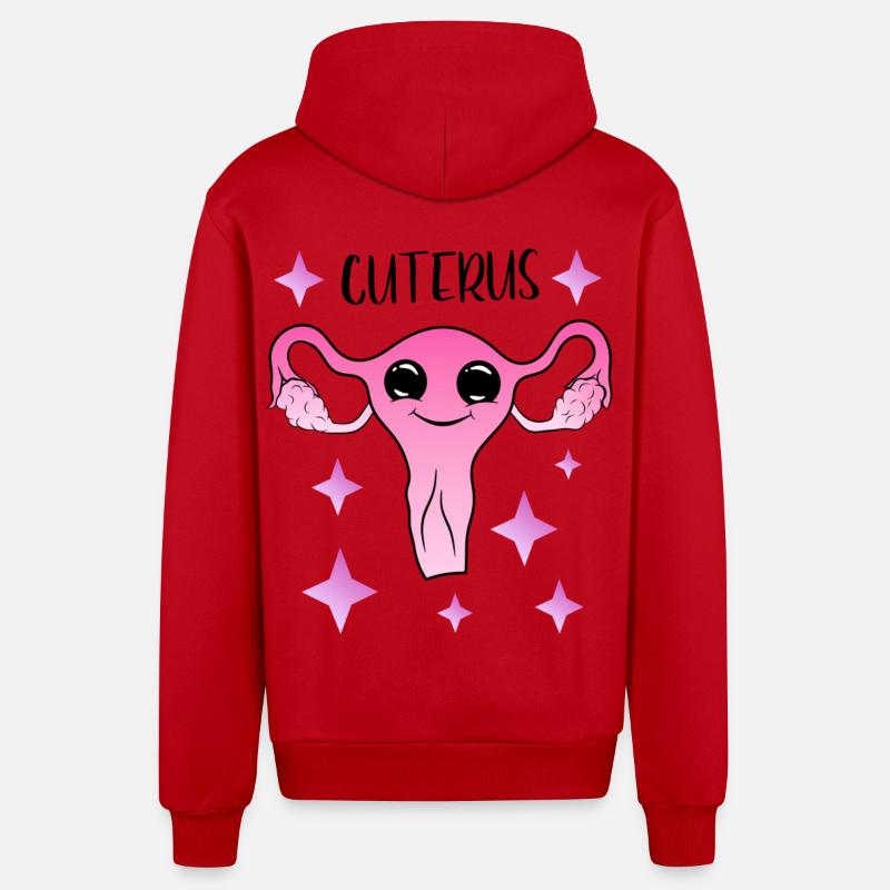 Cuterus - utérus mignon - Veste à capuche bio décontractée fabriquée en UE - rouge