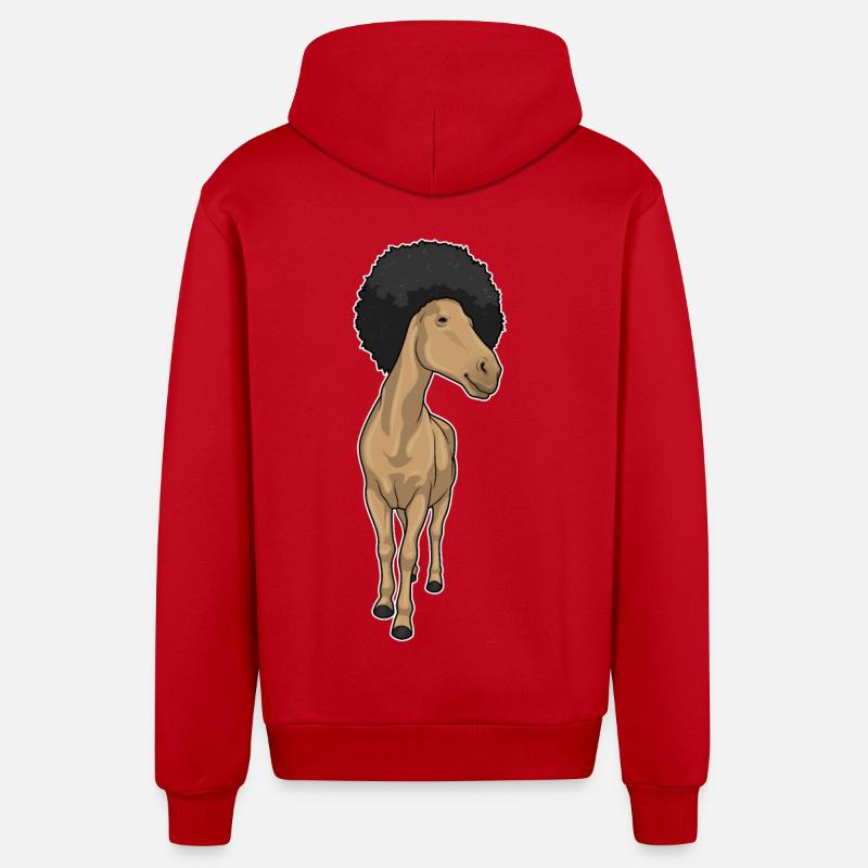 Cheval Afro - Veste à capuche bio décontractée fabriquée en UE - rouge