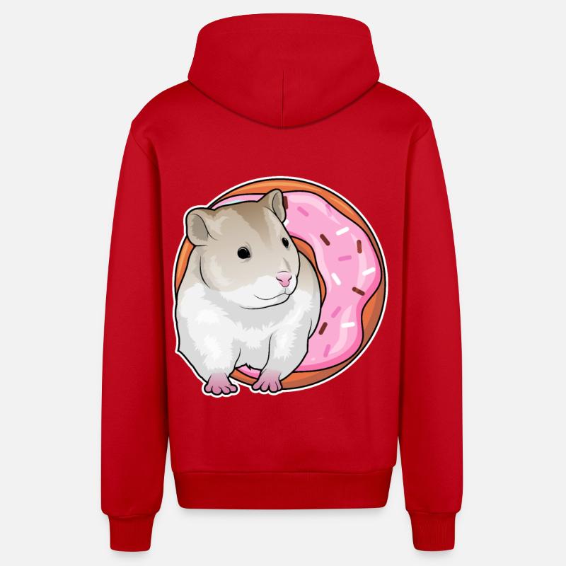 Beignet de hamster - Veste à capuche bio décontractée fabriquée en UE - rouge