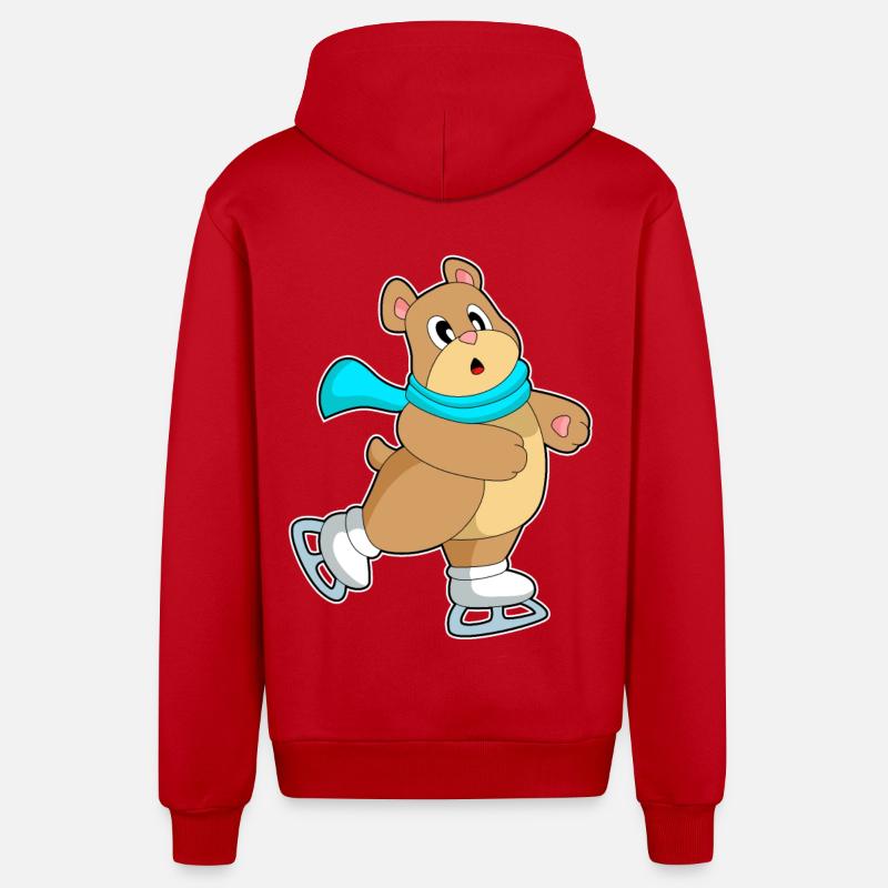 Patins à glace Bear - Veste à capuche bio décontractée fabriquée en UE - rouge