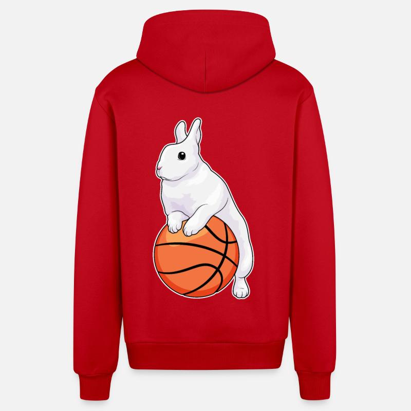 Lapin Basketteur Basketteur - Veste à capuche bio décontractée fabriquée en UE - rouge