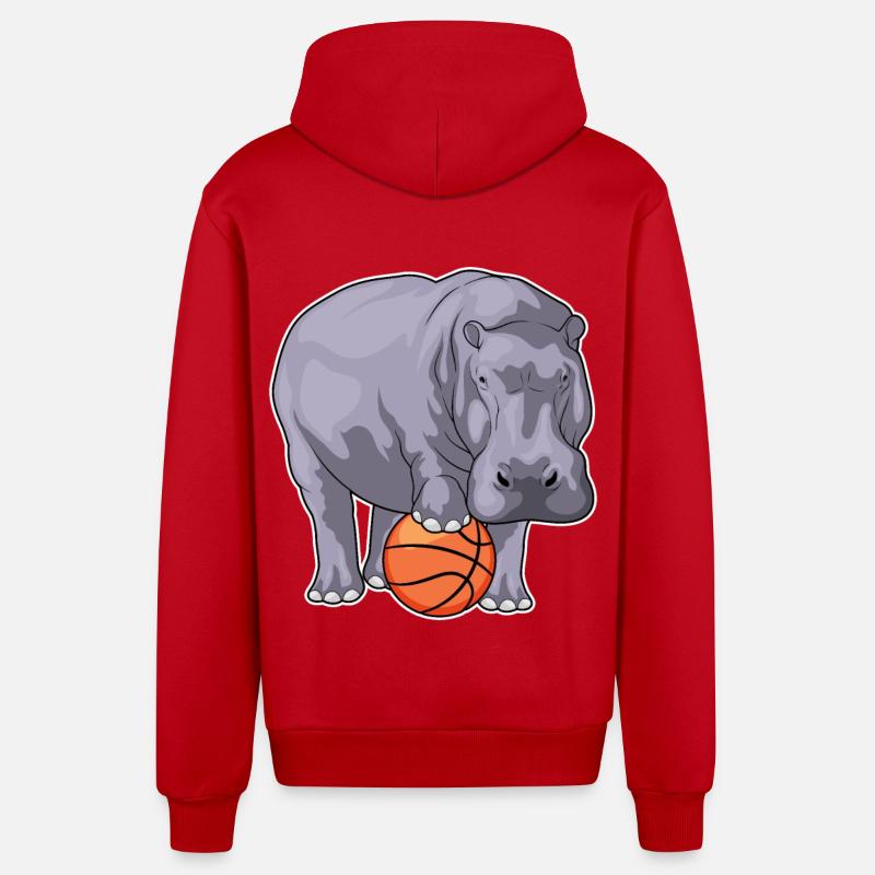 Hippo Basketteur Basketteur - Veste à capuche bio décontractée fabriquée en UE - rouge