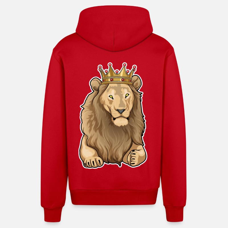 Couronne du Roi Lion - Veste à capuche bio décontractée fabriquée en UE - rouge