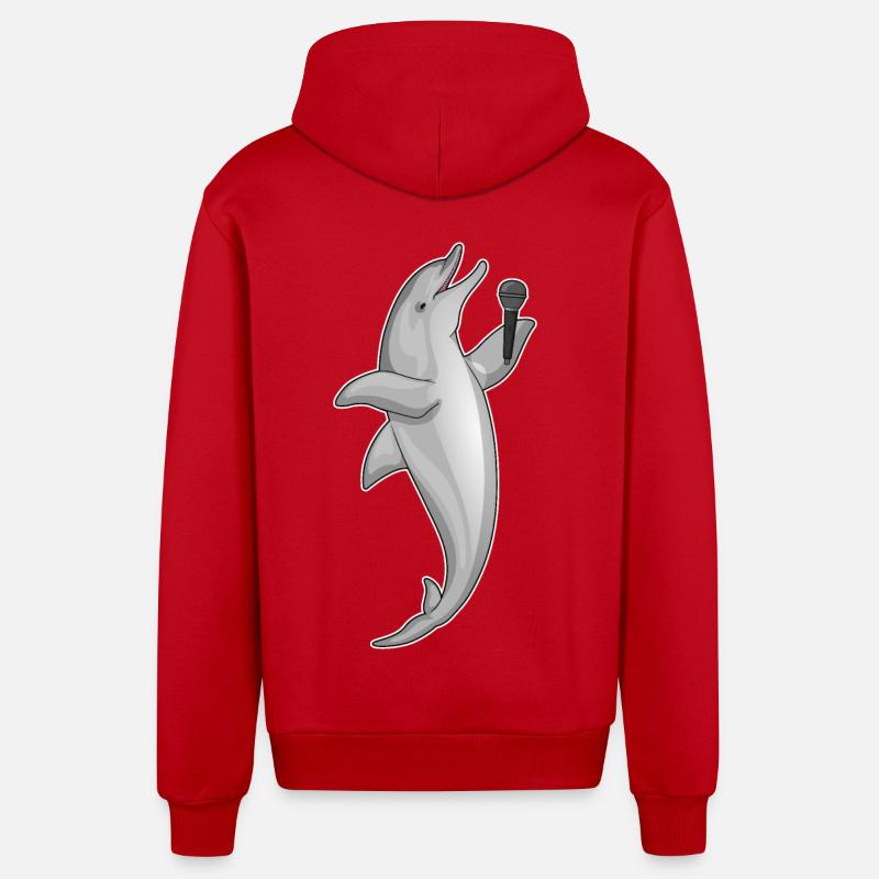 Delfin Singer Microphone - Veste à capuche bio décontractée fabriquée en UE - rouge