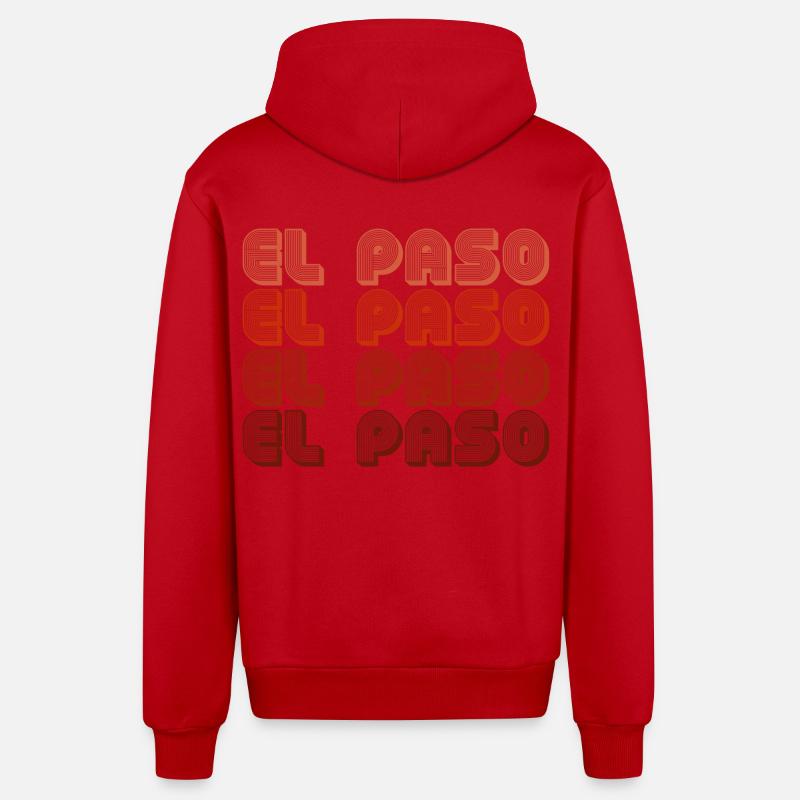 Motif rétro El Paso Gradient - Veste à capuche bio décontractée fabriquée en UE - rouge